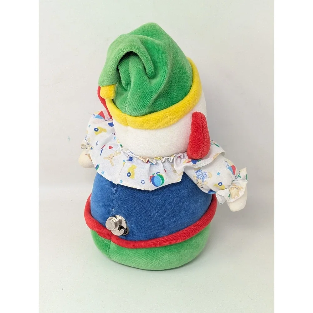 Vintage Carters Velour Clown Plush Primary Color Block Musical Wind-up 90s 1990s